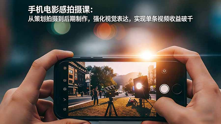 手机电影感拍摄课：策划拍摄到后期全流程教学，强化视觉质感，实现单条视频收益破千