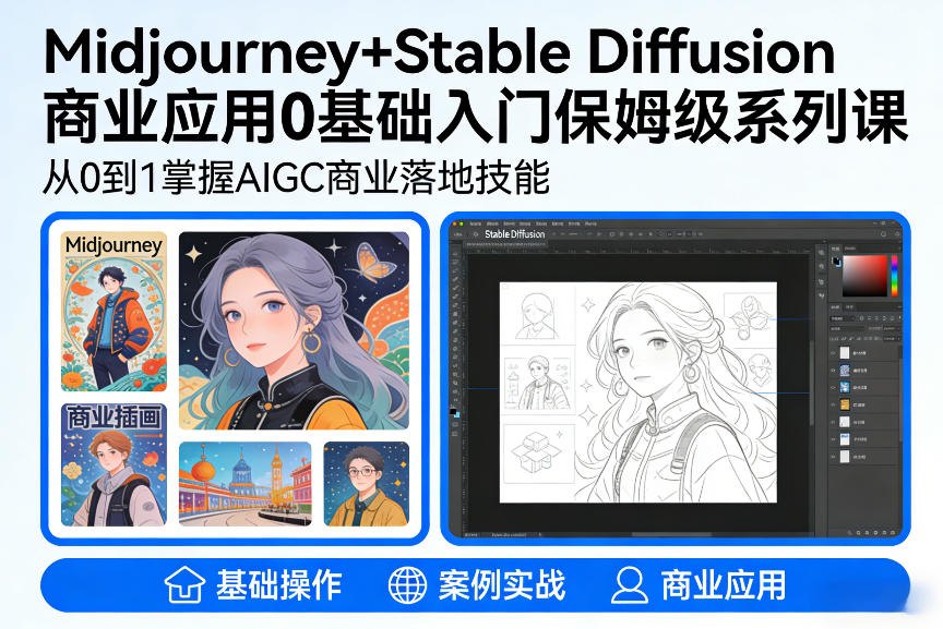 0基础入门AIGC商业应用：Midjourney+Stable Diffusion保姆级系列教程