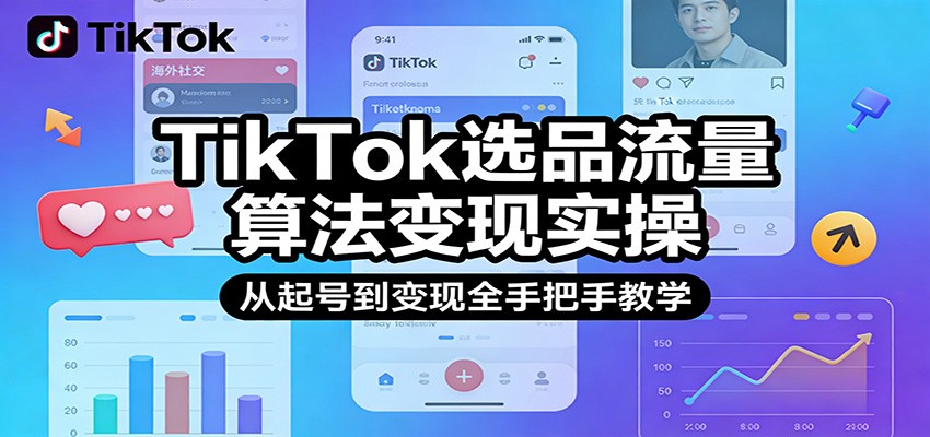 TikTok选品+流量算法实操：从起号到变现全手把手教学