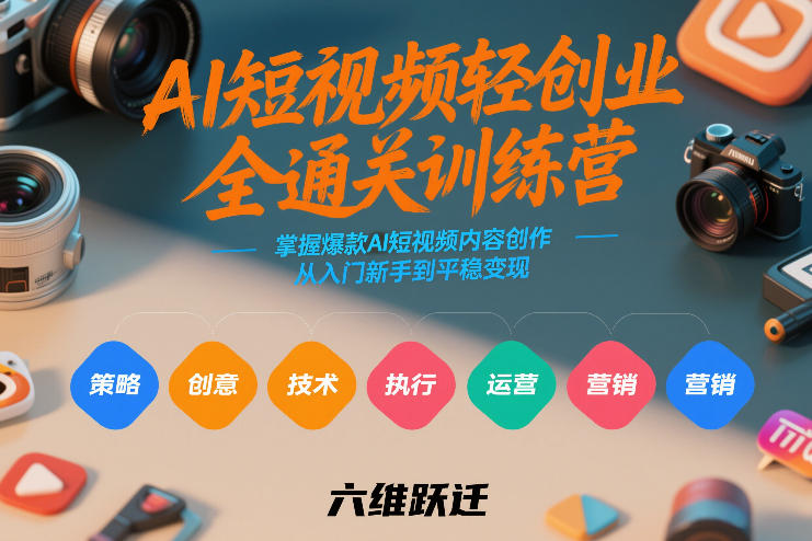 AI短视频轻创业全通关：零基础学爆款内容创作，六维跃迁从新手到平稳变现