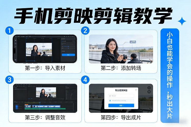 手机剪映剪辑教学：零基础小白也能学会，3分钟秒出大片实操指南