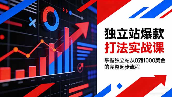 独立站爆款打法实战课：从0到1000美金起步全流程，手把手掌握赚钱闭环