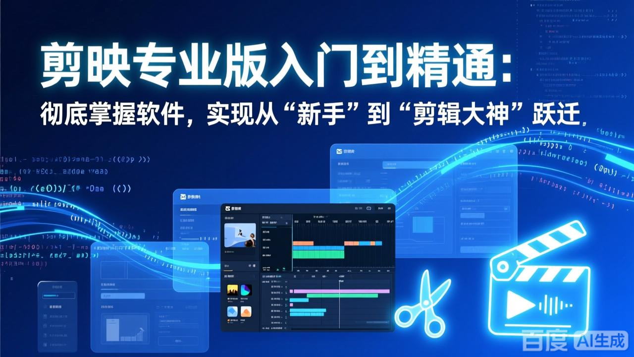 剪映专业版入门到精通：从0到1系统学习，新手快速逆袭剪辑大神