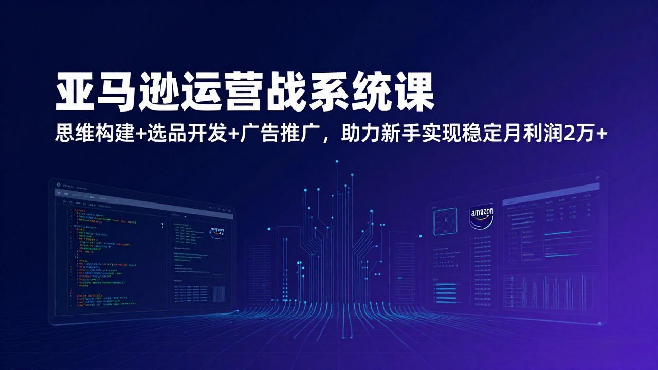 亚马逊运营实战系统课（更新）：新手从0到1，思维构建+选品开发+广告推广，实现稳定月利润2万+