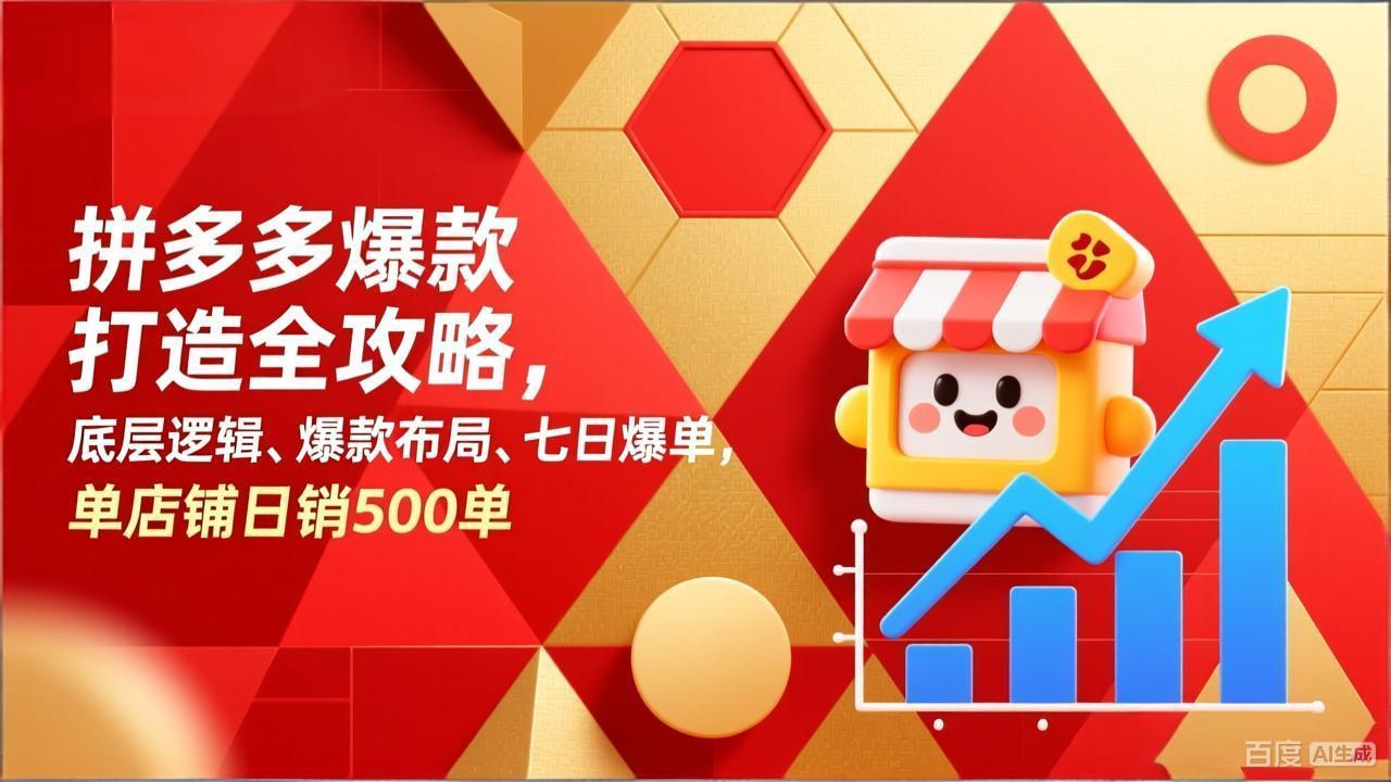 拼多多爆款打造全攻略：底层逻辑+爆款布局，七日爆单实现单店铺日销500单