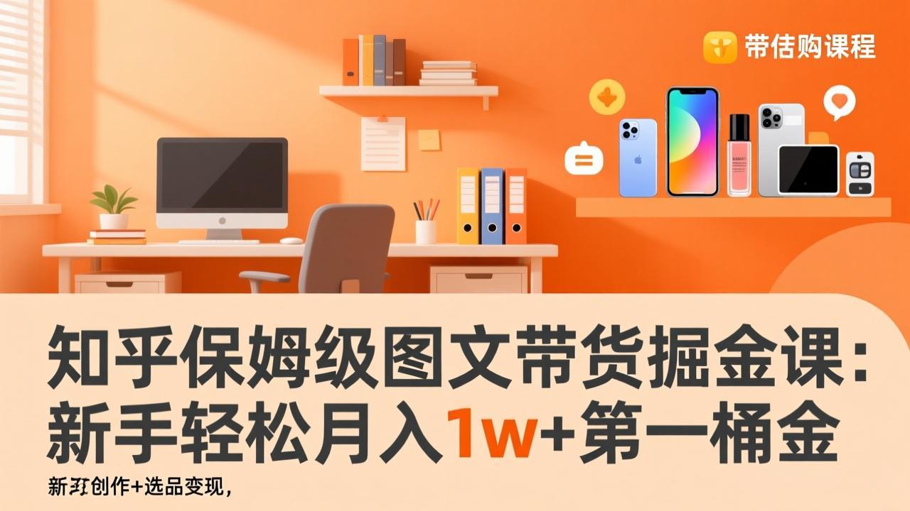 知乎保姆级图文带货掘金课：新手从0学账号打造+爆文创作+选品变现，轻松月入1w+掘金第一桶金