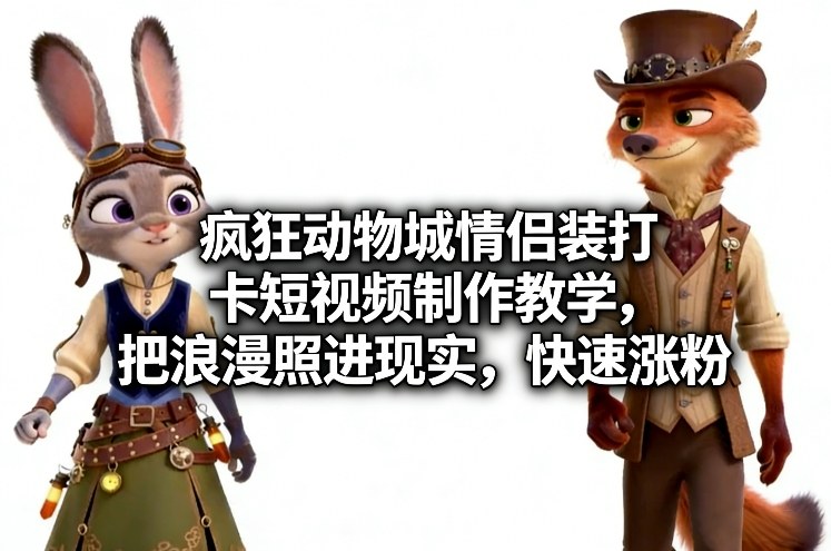 疯狂动物城情侣装打卡短视频制作教程：拍出浪漫照，轻松涨粉的爆款秘籍