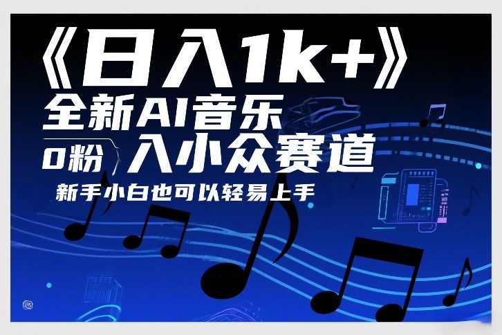 AI音乐小众赛道：0粉新手日入1k+？揭秘小白也能上手的实操方法