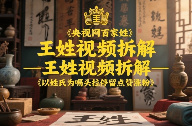 央视网《百家姓》王姓视频拆解：借姓氏噱头做流量的底层逻辑，3招实现停留点赞涨粉