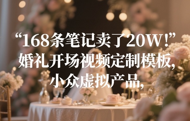 婚礼开场视频定制模板：168条笔记卖20W，小众虚拟产品热卖指南