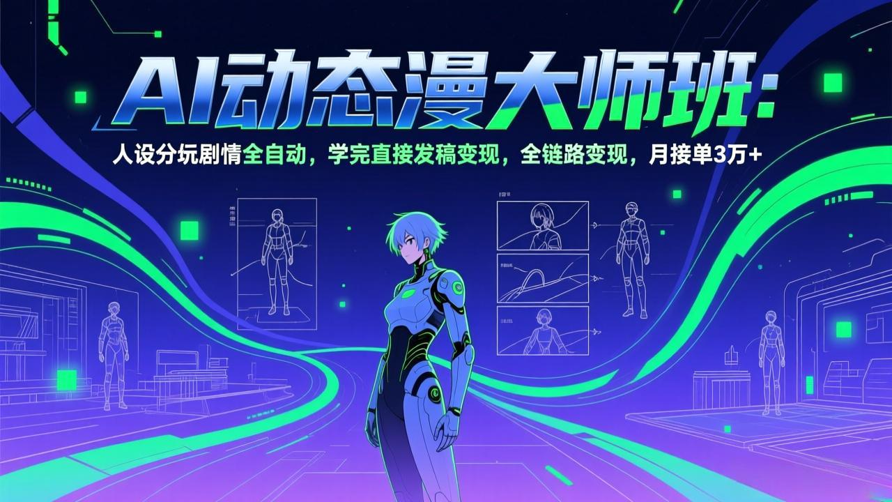 AI动态漫剧大师班：人设分镜剧情全自动，学完直接发稿全链路变现，月接单3万+