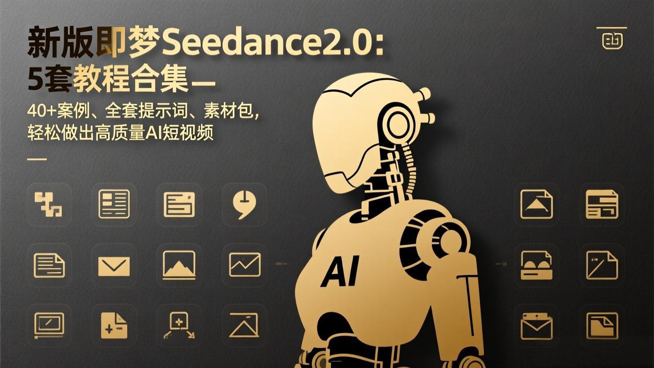 即梦Seedance2.0教程合集：5套系统课+40+实战案例+全套提示词+素材包，轻松做出高质量AI短视频