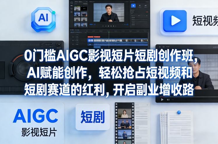 0门槛AIGC影视短片短剧创作班：AI赋能创作，轻松抢占短视频短剧红利，开启副业增收路