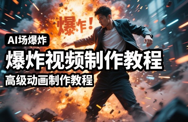 AI场景爆炸视频制作教程：人物实拍+高级动画特效，零基础学炫酷特效！