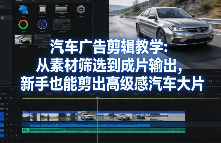 汽车广告剪辑教程：零基础全流程（素材筛选→成片输出），新手也能剪出高级感大片