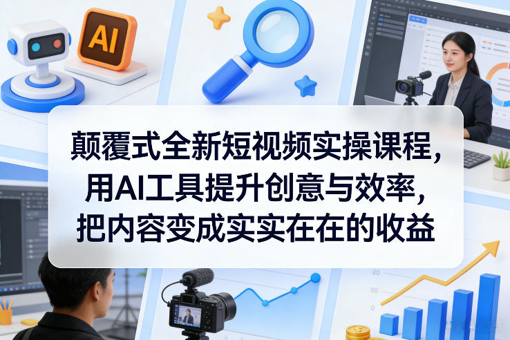 【短视频实操】AI工具驱动创意翻倍+效率提升，颠覆式课程让内容直接变现