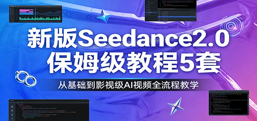 保姆级Seedance2.0教程5套：新版从基础到影视级AI视频全流程教学