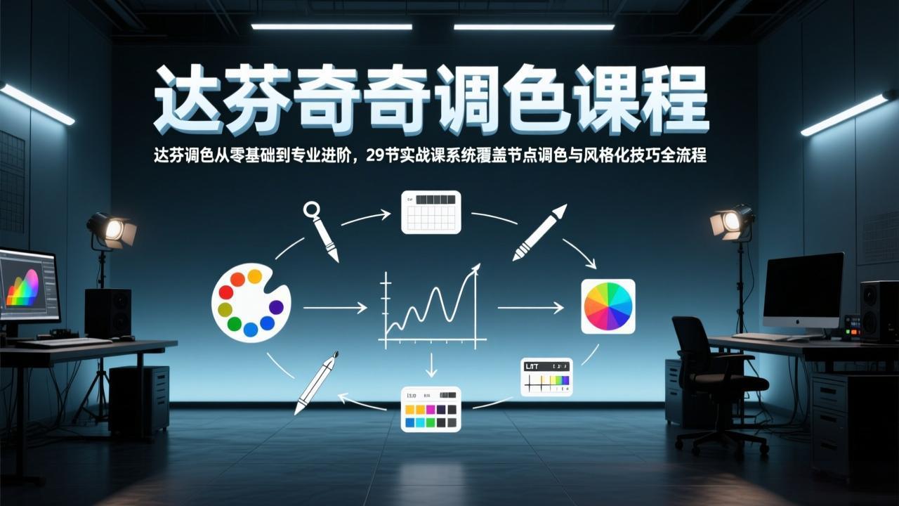 达芬奇调色零基础到专业进阶：29节实战课系统掌握节点调色与风格化技巧全流程