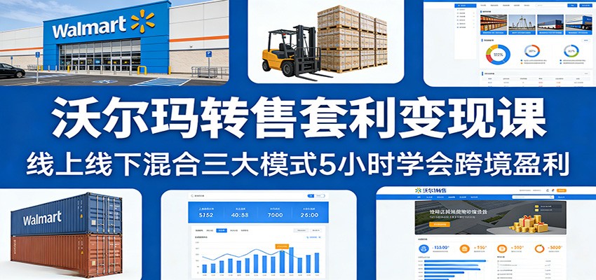 沃尔玛转售套利变现课：5小时掌握线上线下混合三大模式，跨境盈利实战指南