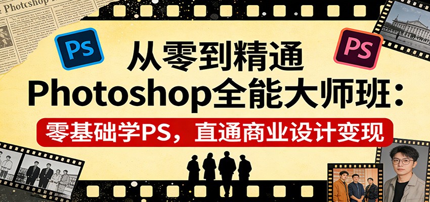 零基础Photoshop全能班：从入门到精通，商业设计变现直通车