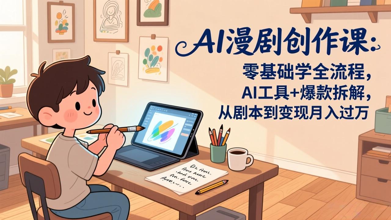 零基础AI漫剧创作课：全流程教学+AI工具+爆款拆解，从剧本到变现月入过万