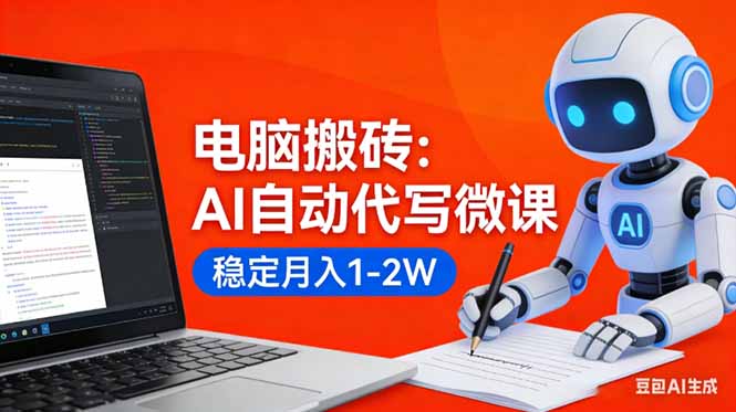 AI微课代写副业：0门槛小白可做，稳定月入1-2W，接单渠道全提供！
