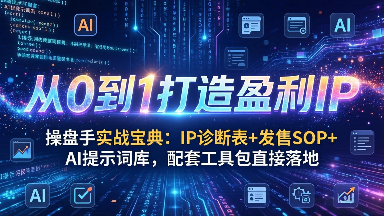 操盘手实战宝典：从0到1打造盈利IP，附IP诊断表+发售SOP+AI提示词库全套工具包直接落地