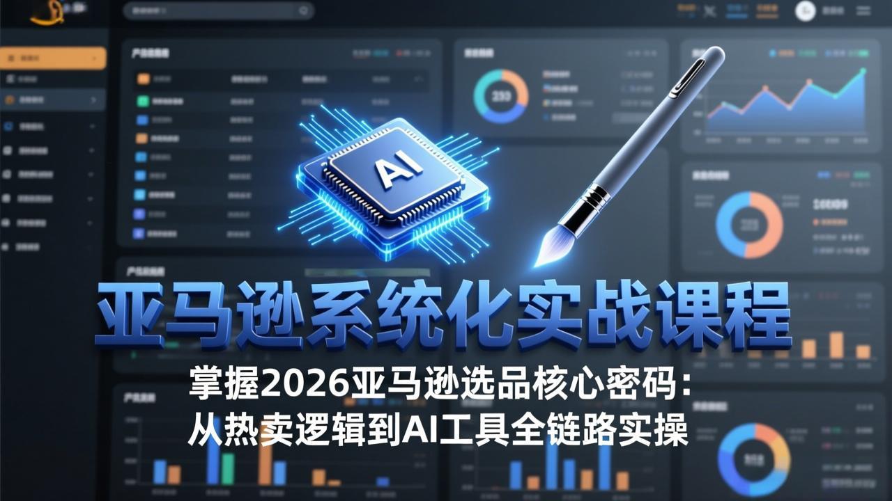 亚马逊系统化实战课（3月更新）：2026最新选品方法论，从热卖原因分析到AI作图，3步提升选品成功率