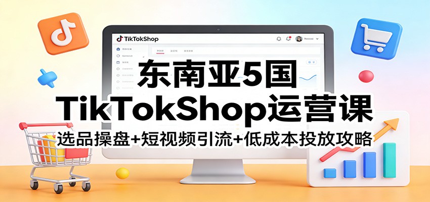 东南亚5国TikTokShop运营全攻略：选品操盘+短视频引流+低成本投放实战方法