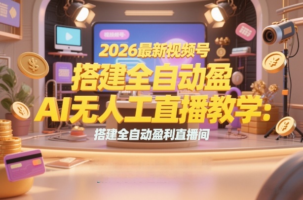 2026视频号AI无人直播教学：搭建全自动盈利直播间，低成本开启副业变现
