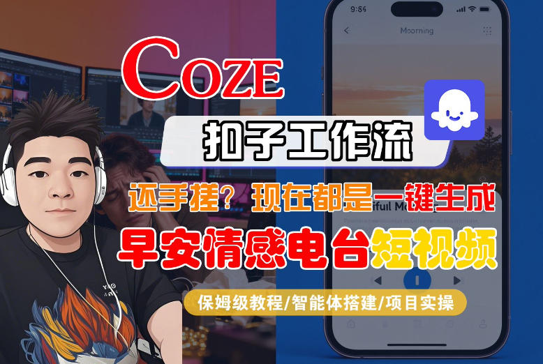 Coze工作流搭建实操教程：早安情感电台日签视频自动生成，告别手动制作省时90%