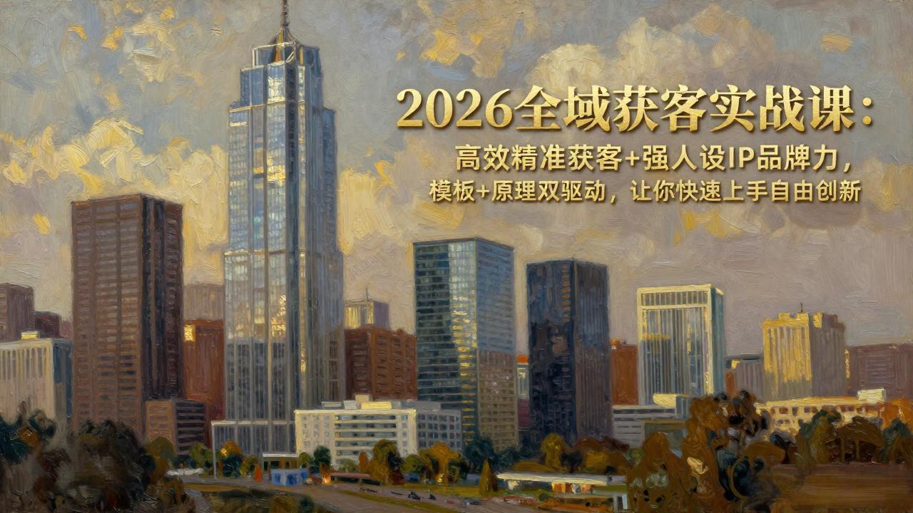 2026全域获客实战课：高效精准获客+强人设IP品牌力，模板原理双驱动快速上手自由创新