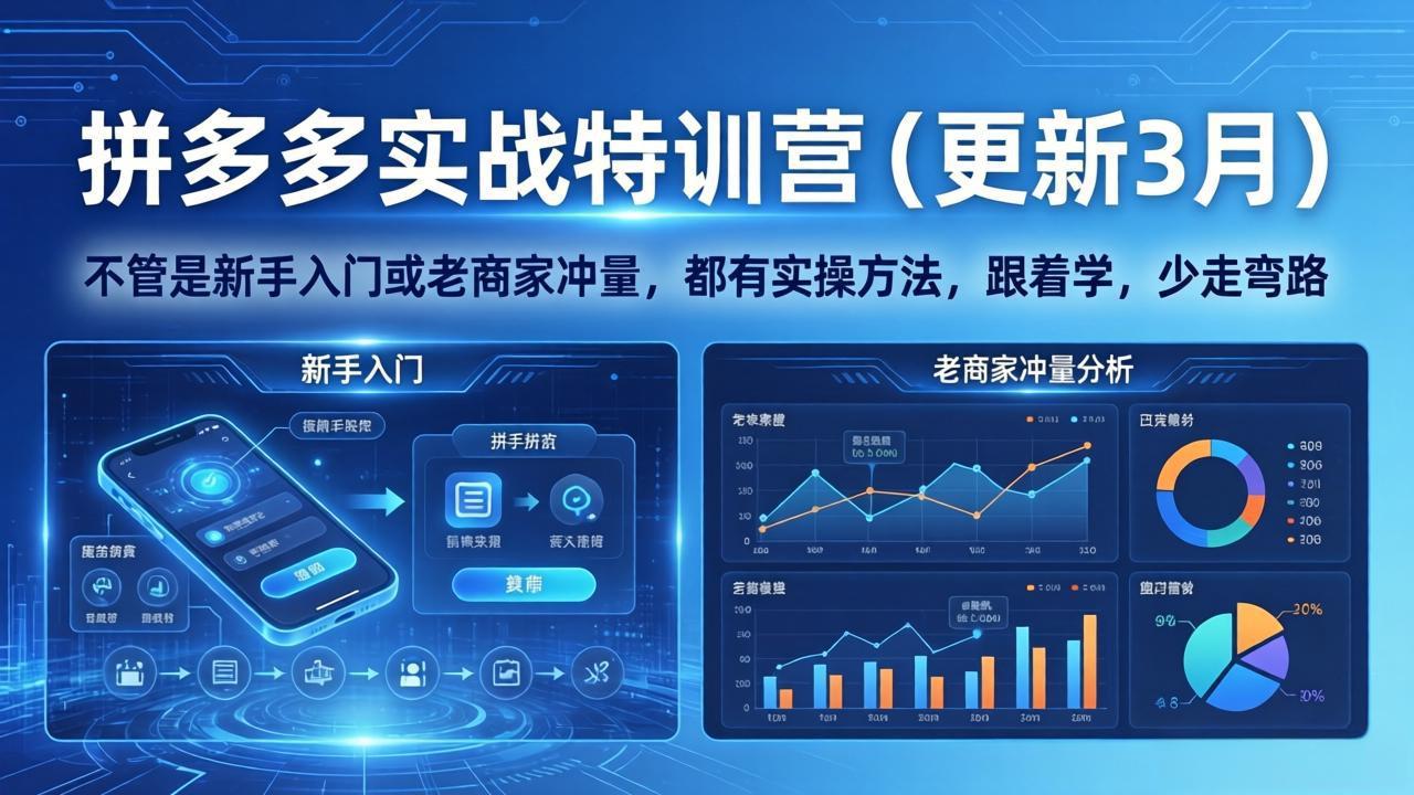 拼多多实战特训营（3月更新）：新手入门+老商家冲量，实操干货少走弯路