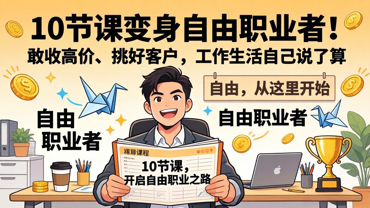 10节课变身自由职业者：敢收高价、挑好客户，工作生活自己掌控！