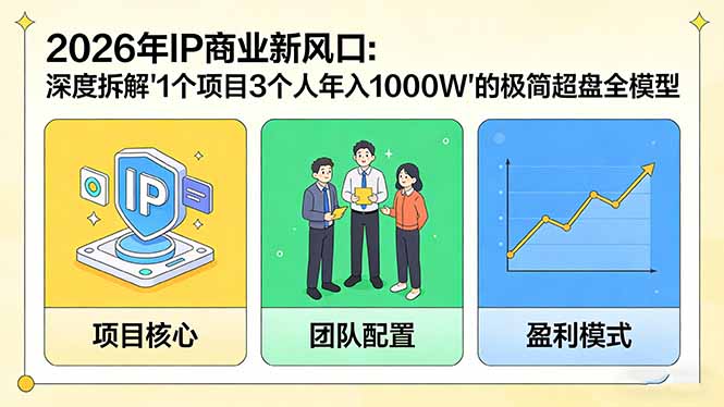 2026年IP商业风口：1个项目3个人年入1000W！极简超盘全模型深度拆解