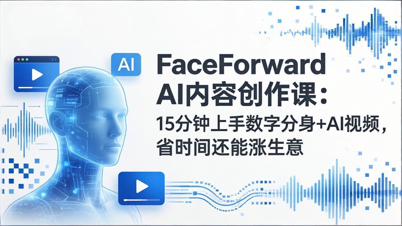 FaceForward AI内容创作课：15分钟掌握数字分身+AI视频，省时高效涨生意